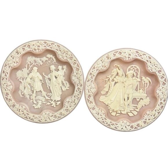 Incolay Stone Collector Plate  Benedict and Beatrice 1990 Ferdinand and Miranda - Picture 1 of 8
